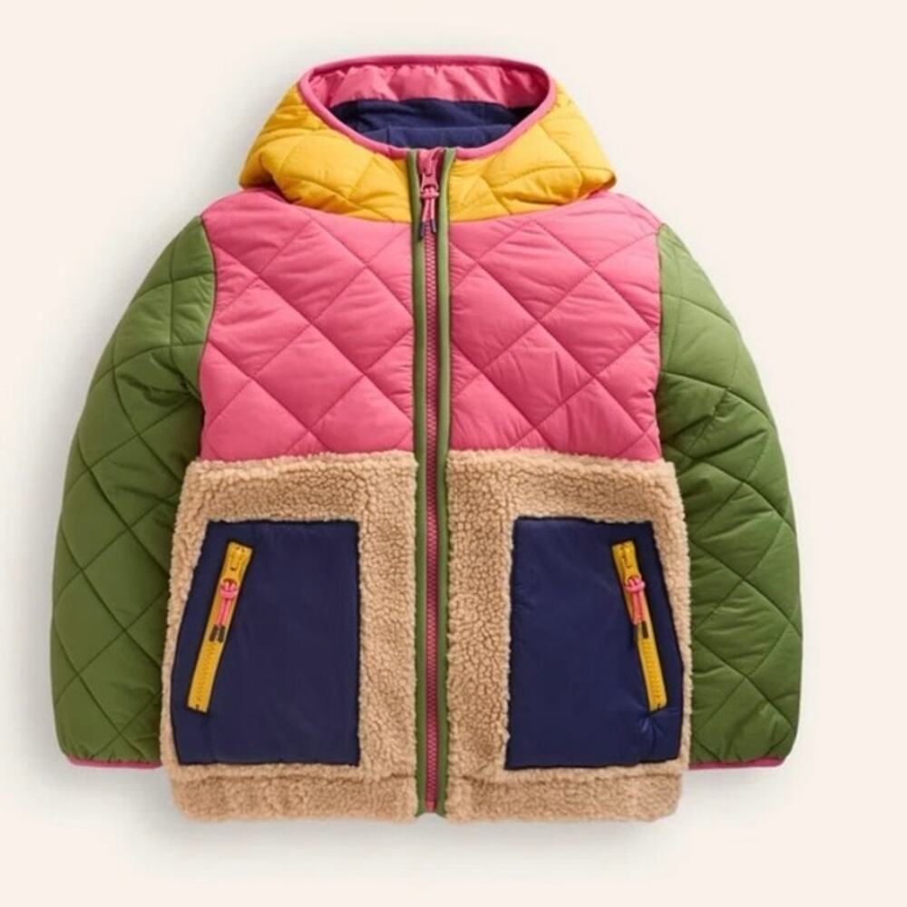 Girls Mini Boden Annabelle Borg Mix Jacket Multi Colourblock Size 2-3Y EUC!
